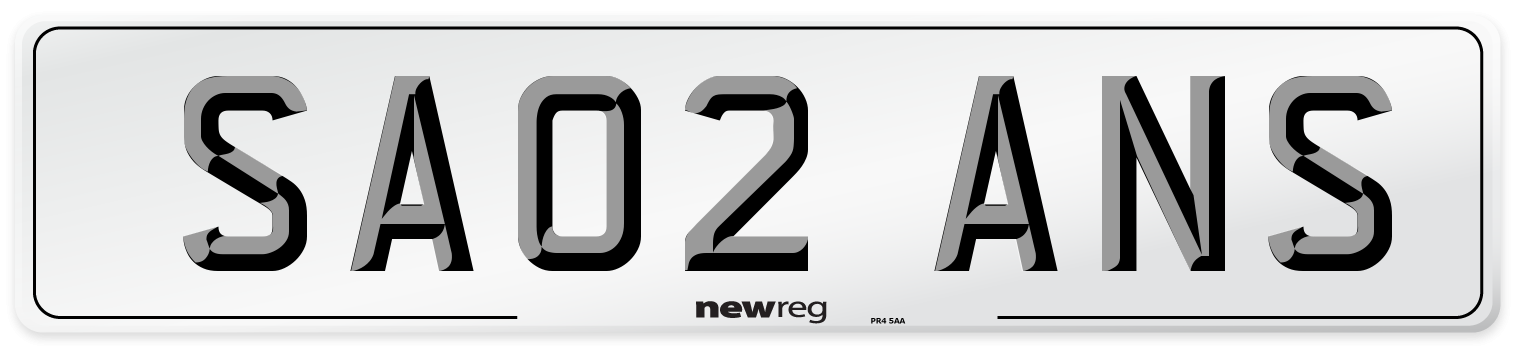 SA02 ANS Number Plate from New Reg